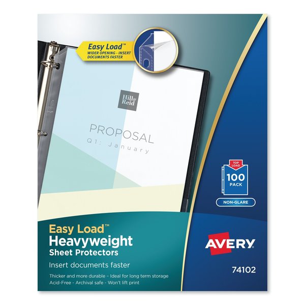 Avery Dennison Non-Glare, Sheet Protector, Top Load, PK100 74102